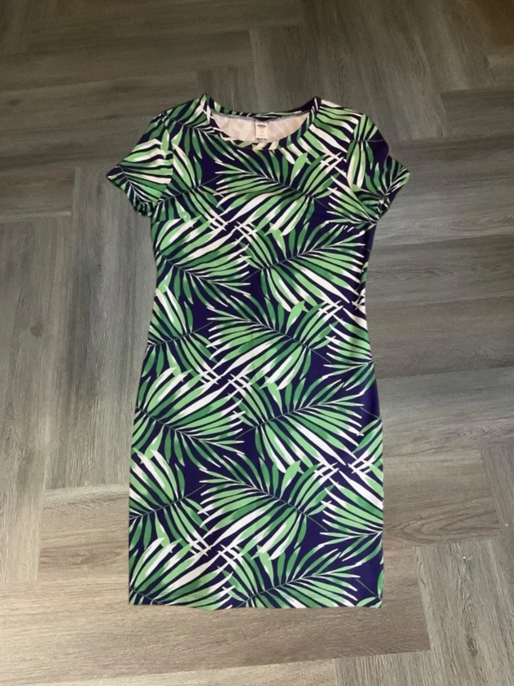Old Navy Tropical Stretch Dress Blue Green XS Floral Cruise Beach Travel Boho - Picture 1 of 7
